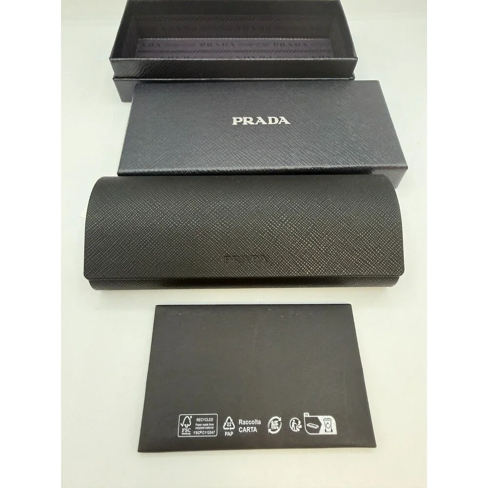 Prada Eyeglasses Sunglasses Case Box Cloth Authentic Black Luxury Set Italy
